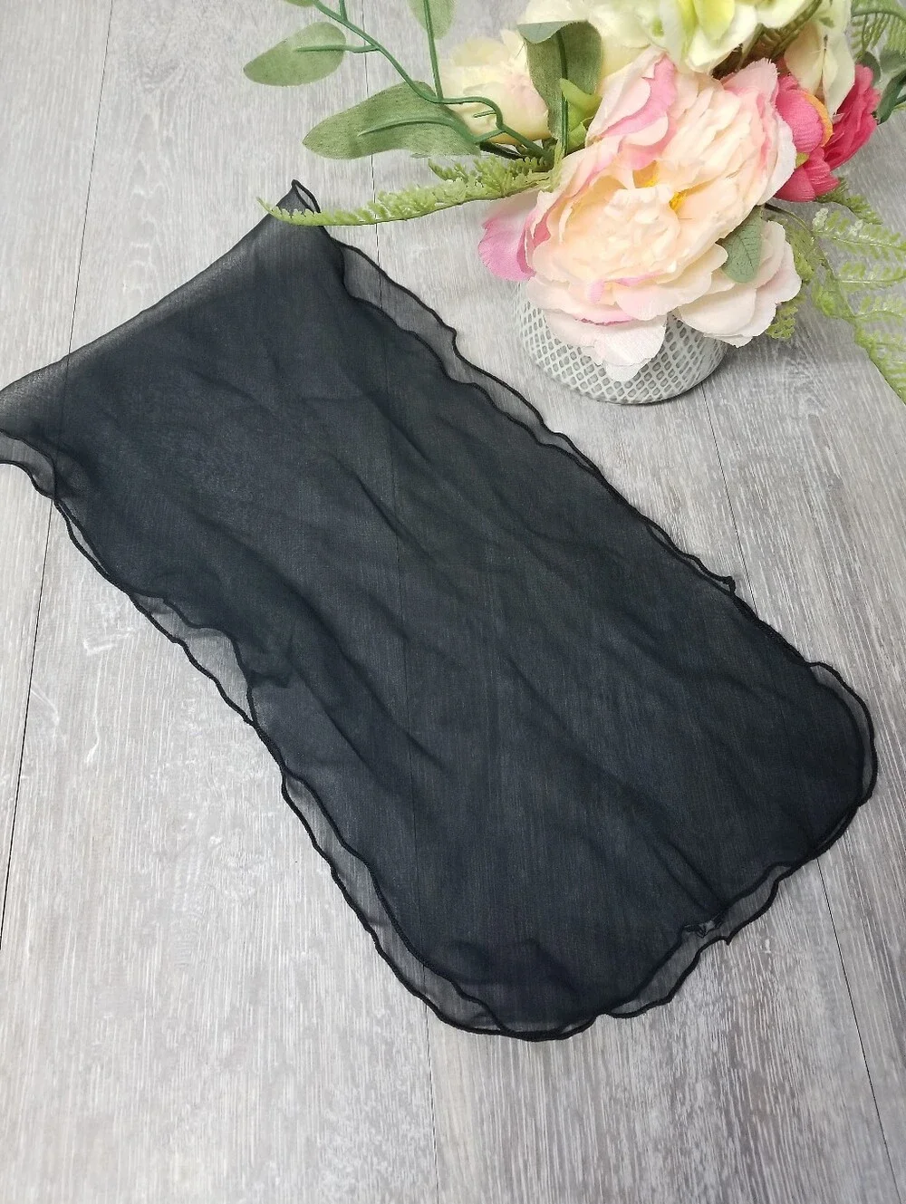 Sheer Black Vintage Scarf